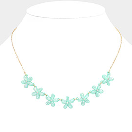 Stone Pointed Flower Station Necklace